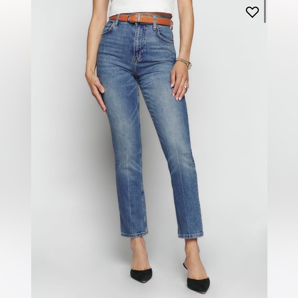 REFORMATION Liza Ultra High Rise Straight Cropped Button fly Jeans size 28 NWT